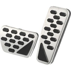 Gas Brake Pedal Cover Anti Slip Foot Pedals for Jeep Wrangler JL 2018-2023 Gladiator JT 2020-2022 Stainless Steel Silver Tone (Set of 1)