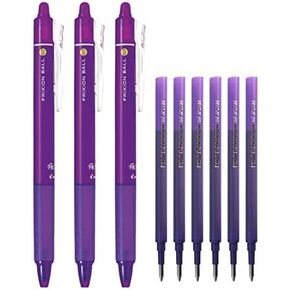 أقلام حبر جل قابلة للمسح وقابلة للسحب من بايلوت فريكسيون بول نوك، نقطة دقيقة للغاية 0.7 مم، حبر بنفسجي، 3 أقلام و6 مجموعة قيمة لإعادة التعبئة in Kuwait