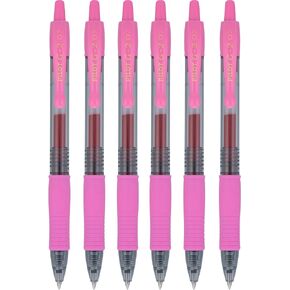 PILOT G2 Premium Retractable and Refillable Gel Ink Pens, 0.7mm Fine Point, Rose Pink, 6 Count