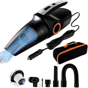 Car Handheld Vacuum High Power 8000Pa, Mini Portable Car Vacuum Cleaner Pet Hair, Small Wet Dry Vacuum Cleaner for Car Interior Detailing Cleaning with 15ft Cord & LED Light