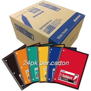 KAISA Colored Paper Spiral Notebook, Wide Ruled 7-1/2"x 9-3/4" Wirebound 1 Subject Notebooks, 100 Sheet/pad 4Pads/Pack, SC10001W in Kuwait