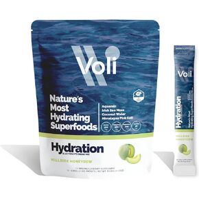 Voli Hydration, Hillside Honeydew, Superfood Hydration, Irish Sea Moss, Aquamin (Natural Magnesium), Coconut Water, Himalayan Pink Salt, Low-Calorie Hydration, 15 Servings (Pack of 1)
