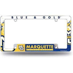 Rico Industries NCAA Marquette Golden Eagles Primary 12" x 6" Chrome All Over Automotive License Plate Frame for Car/Truck/SUV