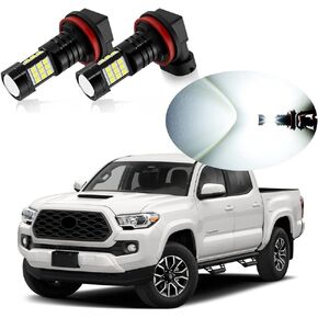6000K Xenon White H11 H8 LED Fog Lights Bulb 2400 Lumens Per Pair Halogen Lamps Replacement Compatible with 2012 2013 2014 2015 2016 2017 2018 2019 2020 2021 Toyota Tacoma, Pack of 2