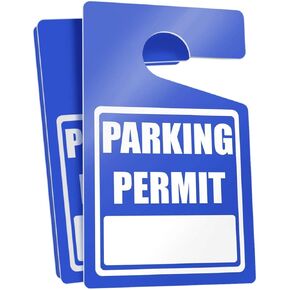 MESS Large Thick Parking Pass Hangtags - Parking Permit Hang Tag - Car Parking Tags for Parking Lot - Hanging Parking Permit - Permanent or Temporary Car Tags for Rear View Mirror 3x5" (50, Blue)