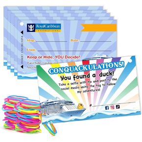Cruising Duck Tags, Rubber Duck Tags, Royal Caribbean Cruising Line Card, Duck Duck Tags, Ducking Game Cards, 50 Pack,with Hole and Rubber Bands(7FDC21825)