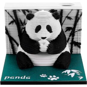 3D Memo Pad, Panda 3D Art Sticky Notes Tear Away with Pen Holder, 217 Sheets Creative Desk Post Notes DIY Notes Notepad, Paper Carving Desktop Sculpture Decorative Gift for School Home Office
