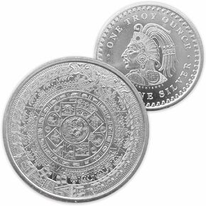 1 oz .999 Aztec Calendar Authentic Silver Round art piece