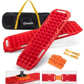 BUNKER INDUST Off-Road Traction Boards with Jack Lift Base,2 Pcs Multifunctional Recovery Track Ramp Traction Mat for 4WD UTV SUV Truck-Mud, Sand, Snow Tire Traction Devices Black with Carry Bag