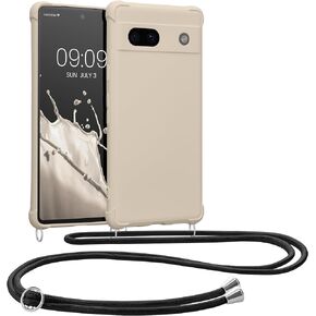 kwmobile Crossbody Case Compatible with Google Pixel 7a Case - TPU Silicone Cover with Strap - Coconut Swirl
