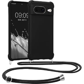 حافظة kwmobile Crossbody متوافقة مع حافظة Google Pixel 8 - غطاء سيليكون TPU مع حزام - أسود