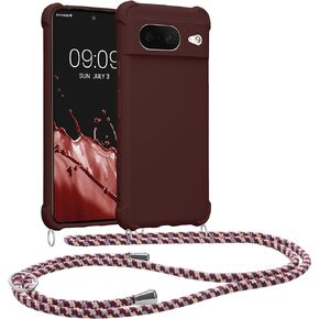 حافظة kwmobile Crossbody متوافقة مع حافظة Google Pixel 8 - غطاء سيليكون TPU مع حزام - أسود