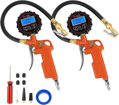 FOVAL Digital Tire Inflator with Pressure Gauge 250 PSI Air Chuck Compressor Accessories with Rubber Hose and Quick Connect Coupler for 0.1 Display Resolution (2) in Saudi Arabia
