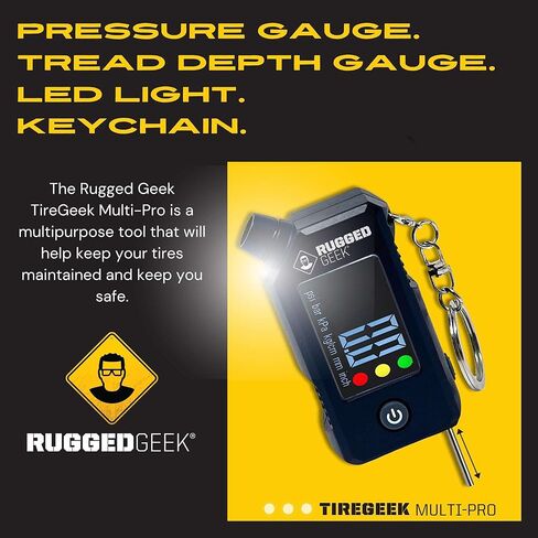 مقياس ضغط الإطارات الرقمي TireGeek Multi-Pro ومقياس عمق المداس الرقمي مع ضوء LED وسلسلة المفاتيح. البطاريات وشملت. in Saudi Arabia