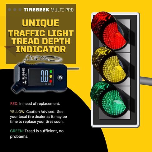مقياس ضغط الإطارات الرقمي TireGeek Multi-Pro ومقياس عمق المداس الرقمي مع ضوء LED وسلسلة المفاتيح. البطاريات وشملت. in Saudi Arabia