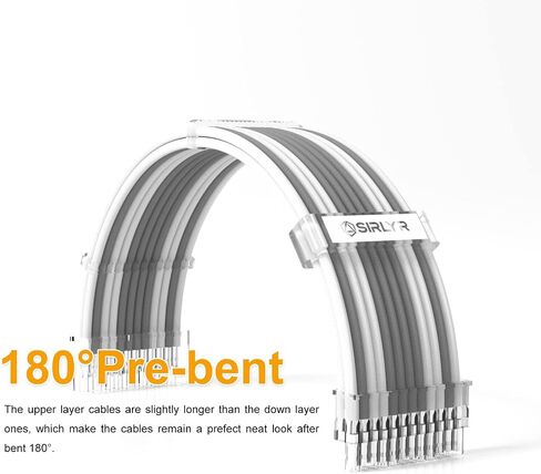 Sirlyr PSU Cables,PC Cable Extension Mod,Customized Pre-Bend Power Supply Cable - 1x24Pin ATX / 2x8 (4+4) Pin EPS / 1x8 (6+2) Gold-Plated Pin GPU,fit RTX 4060 4070 Build,Bright White 4 Kits in Saudi Arabia