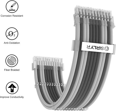 Sirlyr PSU Cables,PC Cable Extension Mod,Customized Pre-Bend Power Supply Cable - 1x24Pin ATX / 2x8 (4+4) Pin EPS / 1x8 (6+2) Gold-Plated Pin GPU,fit RTX 4060 4070 Build,Bright White 4 Kits in Saudi Arabia