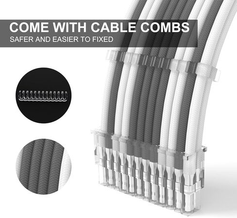 Sirlyr PSU Cables,PC Cable Extension Mod,Customized Pre-Bend Power Supply Cable - 1x24Pin ATX / 2x8 (4+4) Pin EPS / 1x8 (6+2) Gold-Plated Pin GPU,fit RTX 4060 4070 Build,Bright White 4 Kits in Saudi Arabia