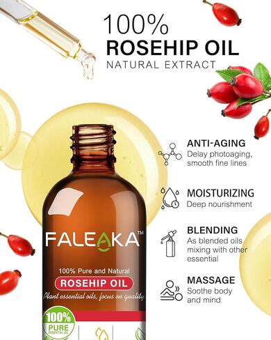Rosehip Oil Rosehip Oil for Face - Rosehip Seed Oil 4oz, for Face & Skin, Gua Sha Massage, Hair & Nails, Carrier Oil, Unrefined Cold Pressed Rose Hip Oil in Saudi Arabia