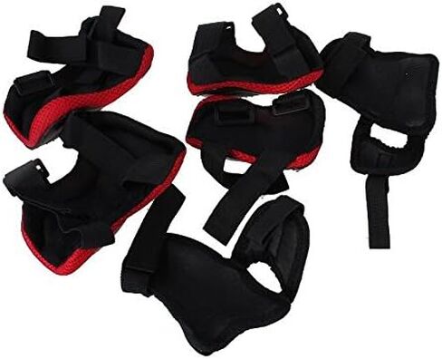 1Set 6pcs Red and Black Knee Elbow Wrist Support Protection Safeguard Durable Safety Protective Gear Pads Set for Unisex Adult Skateboard Cycling Roller Skating Extreme Outdoor Sports Use in Saudi Arabia