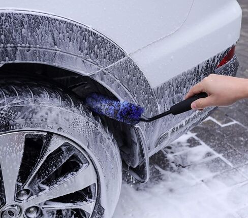 مجموعة فرش عجلات السيارة مكونة من 3 قطع - تتضمن فرشاة حافة العجلة بزاوية (3 فرش) (أزرق) in Kuwait