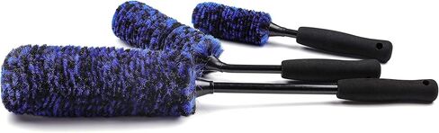 مجموعة فرش عجلات السيارة مكونة من 3 قطع - تتضمن فرشاة حافة العجلة بزاوية (3 فرش) (أزرق) in Kuwait