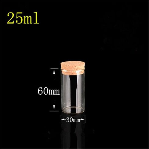 30x60mm 25ml Glass Vials Jars Test Tube With Cork Stopper Empty Glass Transparent Clear Bottles 12pcs (12, 25ml-30x60mm) in Saudi Arabia