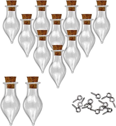 12pcs Mini Tiny Clear Glass Jars Bottles Small Charm Vials with Cork Stoppers and Eye Screws for Party Favors Decoration, 1ml Empty Sample Jars Message Pendant Wish Bottle,Ball Shape in Saudi Arabia