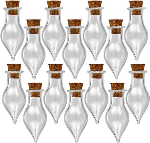 12pcs Mini Tiny Clear Glass Jars Bottles Small Charm Vials with Cork Stoppers and Eye Screws for Party Favors Decoration, 1ml Empty Sample Jars Message Pendant Wish Bottle,Ball Shape in Saudi Arabia