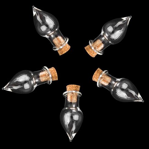 12pcs Mini Tiny Clear Glass Jars Bottles Small Charm Vials with Cork Stoppers and Eye Screws for Party Favors Decoration, 1ml Empty Sample Jars Message Pendant Wish Bottle,Ball Shape in Saudi Arabia