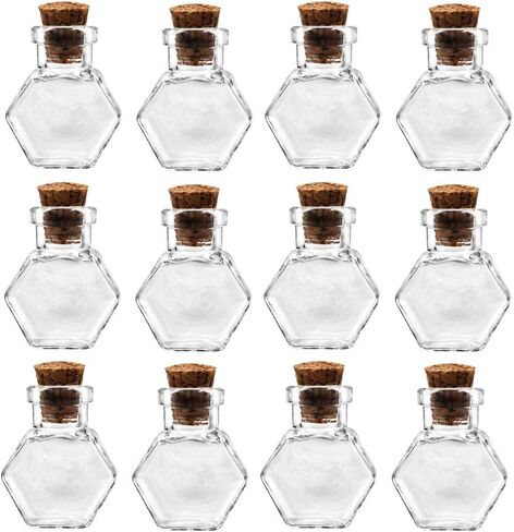 12pcs Mini Tiny Clear Glass Jars Bottles Small Charm Vials with Cork Stoppers and Eye Screws for Party Favors Decoration, 1ml Empty Sample Jars Message Pendant Wish Bottle,Ball Shape in Saudi Arabia