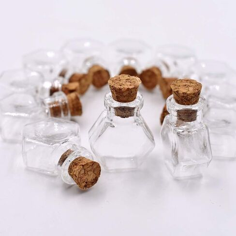 12pcs Mini Tiny Clear Glass Jars Bottles Small Charm Vials with Cork Stoppers and Eye Screws for Party Favors Decoration, 1ml Empty Sample Jars Message Pendant Wish Bottle,Ball Shape in Saudi Arabia