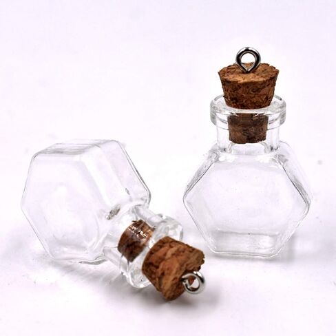 12pcs Mini Tiny Clear Glass Jars Bottles Small Charm Vials with Cork Stoppers and Eye Screws for Party Favors Decoration, 1ml Empty Sample Jars Message Pendant Wish Bottle,Ball Shape in Saudi Arabia