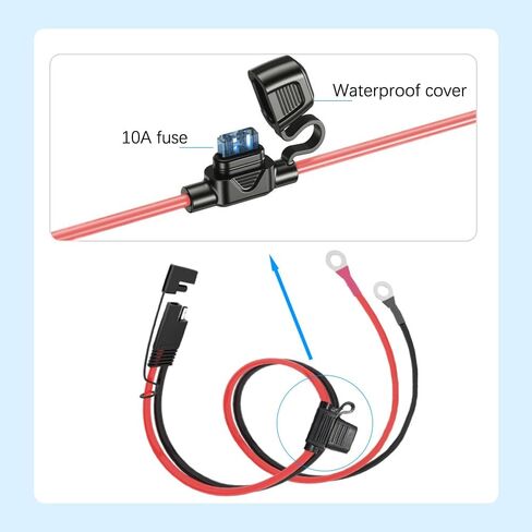 موصل بطارية SAE، كابل تمديد 2FT 10AWG SAE، حزام طرفي حلقي مع قابس فصل سريع ثنائي الدبوس، سلك تمديد كابل بطارية SAE للوحة الشمسية للسيارات والدراجات النارية البحرية RV in Saudi Arabia