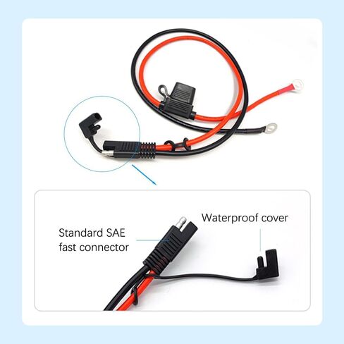 موصل بطارية SAE، كابل تمديد 2FT 10AWG SAE، حزام طرفي حلقي مع قابس فصل سريع ثنائي الدبوس، سلك تمديد كابل بطارية SAE للوحة الشمسية للسيارات والدراجات النارية البحرية RV in Saudi Arabia