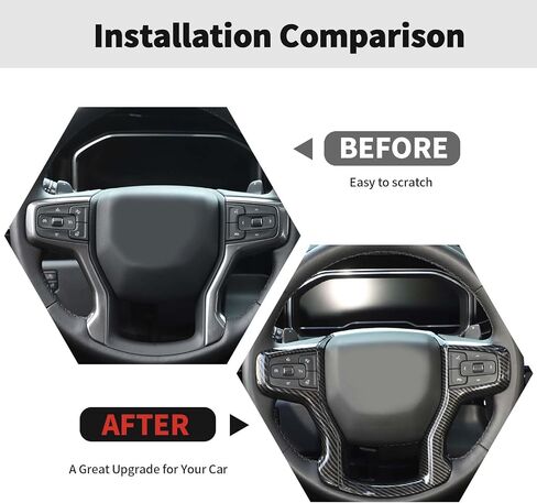 Steering Wheel Trim Cover Frame Decoration Interior Accessories Compatible with Chevrolet Silverado 2019-2023,for Chevrolet Tahoe 2021-2023,for Suburban SUV 2020-2023,Black wood grain in Kuwait