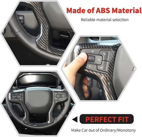 Steering Wheel Trim Cover Frame Decoration Interior Accessories Compatible with Chevrolet Silverado 2019-2023,for Chevrolet Tahoe 2021-2023,for Suburban SUV 2020-2023,Black wood grain in Kuwait