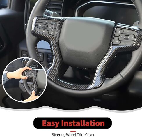 Steering Wheel Trim Cover Frame Decoration Interior Accessories Compatible with Chevrolet Silverado 2019-2023,for Chevrolet Tahoe 2021-2023,for Suburban SUV 2020-2023,Black wood grain in Kuwait