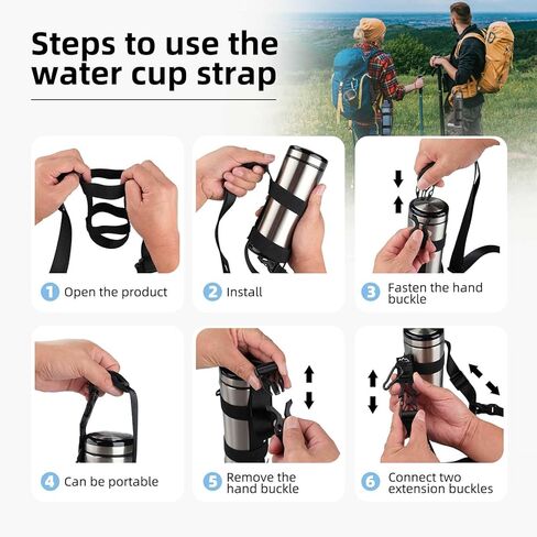 Water Bottle Holder Carrier Strap,for 7dia - 12dia Wide Water Bottles,Water Bottle Holder with Adjustable Shoulder Strap for Girls Boys Adults,Sports Water Bottle Accessories in Kuwait