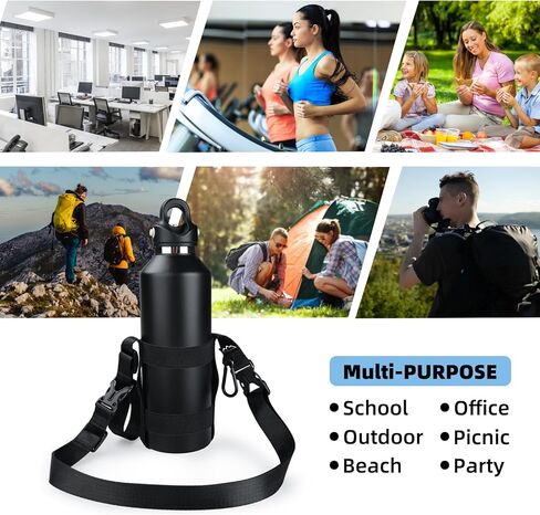 Water Bottle Holder Carrier Strap,for 7dia - 12dia Wide Water Bottles,Water Bottle Holder with Adjustable Shoulder Strap for Girls Boys Adults,Sports Water Bottle Accessories in Kuwait