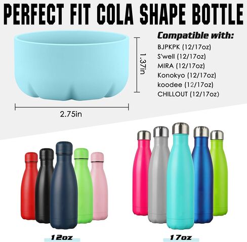 Silicone Boot Compatible with Owala Kids Water Bottle 14/16 oz & S'well 17oz Water Bottle and More 12/17 oz Stainless Steel Water Bottles, Anti-Slip Bottom Protector Sleeve in Saudi Arabia