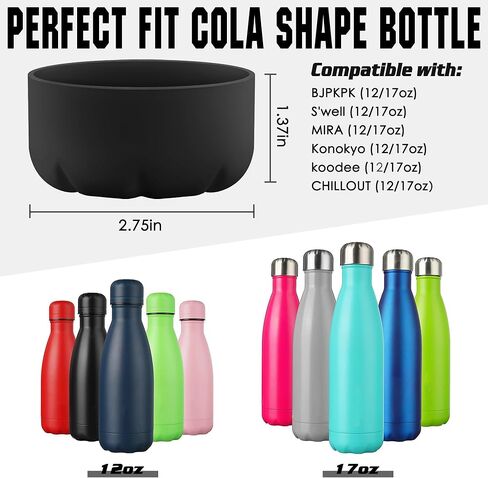 Silicone Boot Compatible with Owala Kids Water Bottle 14/16 oz & S'well 17oz Water Bottle and More 12/17 oz Stainless Steel Water Bottles, Anti-Slip Bottom Protector Sleeve in Kuwait