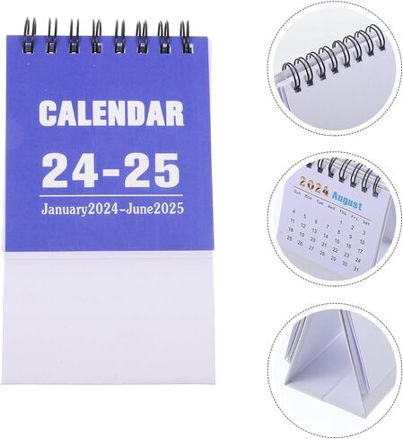 NUOBESTY Mini Desk Calendar 2024-2025 Monthly Desktop Calendar Standing Flip Calendar Academic Year Standing Desk Calendar Daily Planner Calendar for Home Office Desk Black in Saudi Arabia