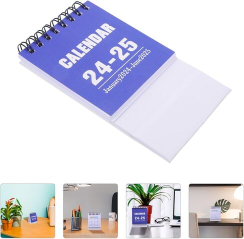 NUOBESTY Mini Desk Calendar 2024-2025 Monthly Desktop Calendar Standing Flip Calendar Academic Year Standing Desk Calendar Daily Planner Calendar for Home Office Desk Black in Saudi Arabia