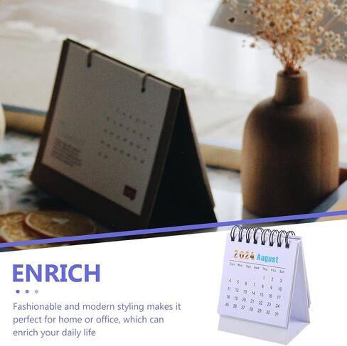 NUOBESTY Mini Desk Calendar 2024-2025 Monthly Desktop Calendar Standing Flip Calendar Academic Year Standing Desk Calendar Daily Planner Calendar for Home Office Desk Black in Saudi Arabia