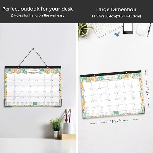تقويم مكتب 2023 - تقويم 2023 18 تقويم شهري من يوليو 2022 - ديسمبر 2023، 12 بوصة × 17 بوصة، تقويم مكتب 2022-2023، كتل كبيرة مسطرة للتخطيط والتنظيم in Kuwait