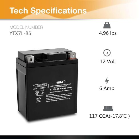 YTX7L-BS Battery 12V 6AH 100 CCA High Performance AGM SLA Power Sport Battery by Casil in Saudi Arabia