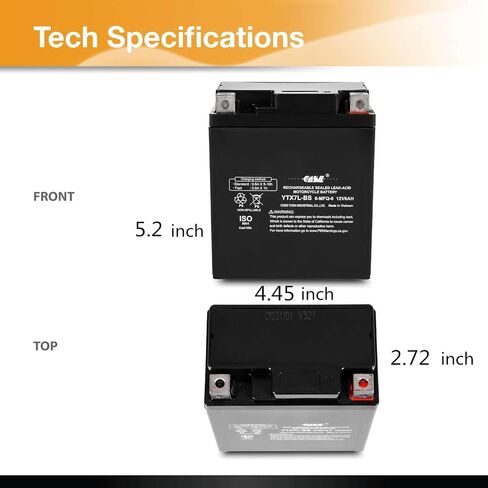 YTX7L-BS Battery 12V 6AH 100 CCA High Performance AGM SLA Power Sport Battery by Casil in Saudi Arabia