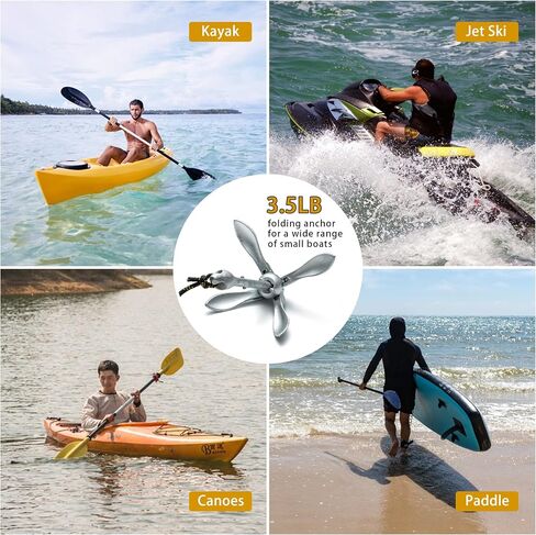Kayak Anchor Kit, Jet Ski Anchor,Canoes Anchor, Paddle Boards Anchor, Sup Anchor, Extra Two Rescue Whistles (Silver) in Saudi Arabia