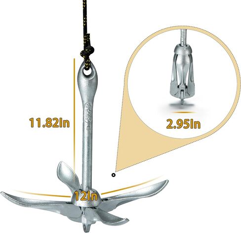 Kayak Anchor Kit, Jet Ski Anchor,Canoes Anchor, Paddle Boards Anchor, Sup Anchor, Extra Two Rescue Whistles (Silver) in Saudi Arabia